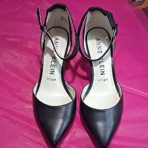 Anne Klein Black Ankle Strap Heels